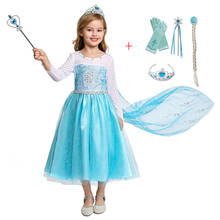 Vestido da rainha da neve vogueon, fantasia feminina de princesa com lantejoulas e cristal brilhante, vestido de festa para crianças de 3-12 anos 2024 - compre barato
