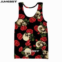 Jumeast Brand Men/Women 3D Printed Vest Red Rose And Skull  Short Sleeve New Fashion Sport Pullover Summer Tank Tops Tees 2024 - buy cheap