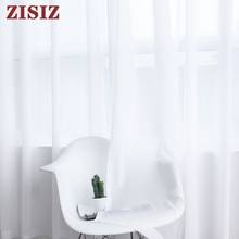 Cortinas blancas de gasa suave para decoración de sala de estar, gasa transparente para dormitorio, cocina, tratamiento de ventana, 100% poliéster 2024 - compra barato