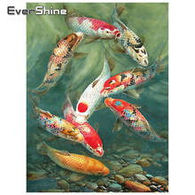Evershine Diamond Embroidery Fish Full Square Diamond Mosaic Rhinestones Diamond Painting Animals Cross Stitch Koi Painting 2024 - buy cheap