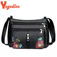 Yogodlns Vintage Printing Flower Shoulder Bag Female PU Leather Crossbody Bag Small Square Bag Brands Messenger Bag Purse bolso 2024 - buy cheap