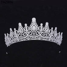 Noivas completa zircon tiaras princesa coroas ouro cristal strass hairbands casamento acessórios de cabelo 2024 - compre barato