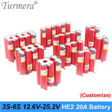 Turmera-batería 3S 4S 5S 6S, 18650 HE2, 2500mAh, 5000mAh, 20A, 35A, 12V a 25,2 V, para soldar, destornillador, batería Shurika 2024 - compra barato