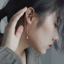 DAIWUJAN INS Cool Geometric Zircon Pendant Round Hoop Earrings for Women Korean Long Tassel Single Earring 2020 Punk Jewelry 2024 - buy cheap