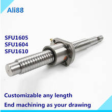 Customized end machining ballscrew SFU1605 300 350 400mm C7 ball screw with flange single ball nut BK/BF12 end machined CNC part 2024 - compre barato