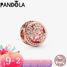 BEST Selling 925 Sterling Silver Sparkling Pink Daisy Flower Charms Beads fit Original Pandora Charms Bracelet Jewelry Gift 2024 - buy cheap