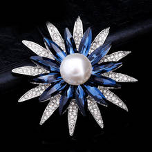 Luxury Summer fashion brooches Women Blue Pink Color Crystal Sunflower brooch Accessories 4 colors choose new 2020 2024 - buy cheap