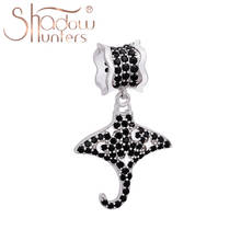 SHADOWHUNTERS Original 925 Sterling Silver DIY Jewelry Flying Fish Dangle Charm Full Black Stone Women Unique Charms DIY Bead 2024 - buy cheap