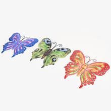 Mariposa de Metal para Patio, artesanías de decoración colgante para dormitorio, arte de pared para el hogar, sala de estar interior y exterior para jardín, 3 uds. 2024 - compra barato