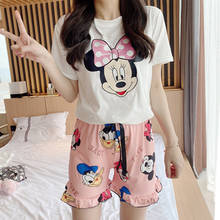 Summer Pajamas Set Cute Mickey Minnie Print Short Sleeve Sleepwear Thin Soft  Leisure Women  Girl Nightgown Home Clothing 2024 - buy cheap