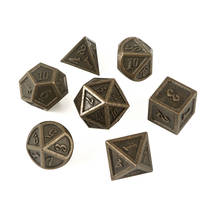 Full Bronze Metal Polyhedral Dice Bronze Metal 7 Pcs/set Funny Dice Standard Board Game Acessorios 2024 - buy cheap