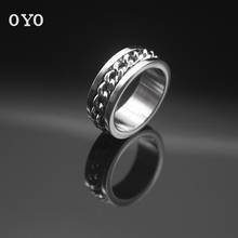 100%925 Sterling Silver Retro Personality Trendy Men's Turnable Chain Ring 2024 - buy cheap
