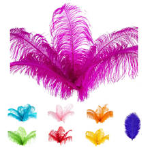 Plumas de avestruz naturales, 10 piezas, decoración para fiesta de boda, rosa, 20-25cm 2024 - compra barato