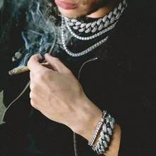 Hip hop rapper trend iced CUBAN CHAIN BRACELET men's and women's bracelet Rhinestone Zircon Bracelet men's jewelry gift 2024 - buy cheap