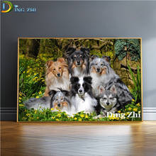 Pintura de diamantes 5D DIY, mosaico de punto de cruz de animales, perros lindos, cartel de diamantes de imitación bordado, taladro redondo cuadrado completo, regalo hecho a mano 2024 - compra barato