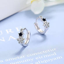 New Silver Plated Prevent Allergy Handmade Earrings for Women Trendy Elegant Star Silver Color Geometric Crystal Jewelry Gifts 2024 - buy cheap