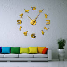 Roman Arabic Numerals Mixed DIY Large Wall Clock Kitty Cat Silhouette Wall Art Giant Wall Watch Modern Design Home Decor Clock 2024 - buy cheap
