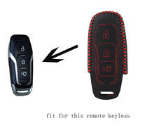 Genuine leather Keyless Remote Control Key Fob Cover Case Protector for Ford Mondeo 3 Buttons Red 2024 - buy cheap