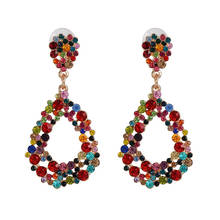 Colorful Full Crystal Rhinestone Water Drop Earrings Women Geometric Statement Long ZA Earrings Jewelry Female Indian Earrings 2024 - buy cheap