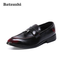 Batzuzhi мужская деловая обувь кожаные Туфли под платье в итальянском стиле для мужчин Стиль в винтажном стиле с металлическим острым мужские туфли с металлическим носком, размеры US6-12 2024 - купить недорого