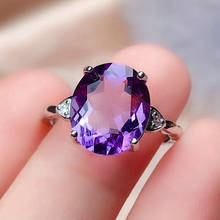 Anillos de diamantes de amatista y cristal púrpura para mujer, joyería fina de Color blanco, dorado y plateado, accesorio para Bisutería 2024 - compra barato