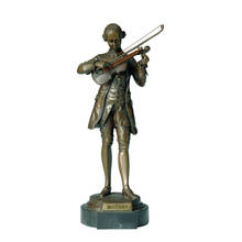 Mozart tocando violino bronze estátua famosa música compositor escultura estatueta arte antiga sala de estar decoração 2024 - compre barato