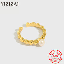 Yizizai 925 prata esterlina ins estilo elegante personalidade favo de mel anel com pérola ajustável feminino criativo festa jóias 2024 - compre barato
