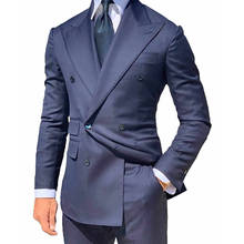 Ternos masculinos estilo casamento, jaqueta e calça justa, 2 peças, tamanhos reduzidos 2024 - compre barato