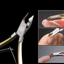 Gold-plated Stainless Steel Nail Tong Cuticle Scissors Dead Skin Pliers Pedicure Manicure Nail Art Tweezers Nail Care Tools 2024 - buy cheap