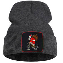 Santa Claus Drinking Drink Christmas Theme Print Women Winter Hat Outdoor Warm Ski Man Knit Hats Sofe Cotoon Beanie For Teens 2024 - buy cheap