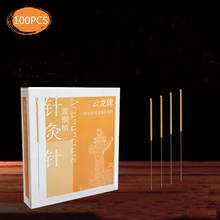 Caja de acupuntura para mesa, aguja de latón con mango estéril para acupuntura, asepsis, embalaje de papel de aluminio, 100 unids/caja 2024 - compra barato