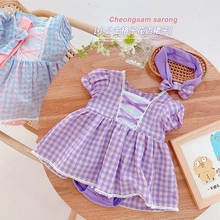 Send Hair with Baby Dress Romper Summer 2021 Infant Newborn Girl Princess Small Plaid Lace One-piece Clothes Climbing Clothes 2024 - buy cheap
