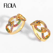 FLOLA Adjustable Rainbow Rings For Women Cubic Zirconia Multi Stone Gold Filled Rings Resizable anillos colores arcoiris rigj22 2024 - buy cheap
