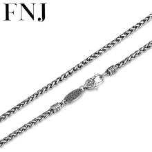 FNJ-collares de cadena de eslabones de 3mm para hombre, de plata 925 de largo, a 75cm de 50cm, Mantra cruzada FINA Original, collar de plata S925 para fabricación de joyas 2024 - compra barato