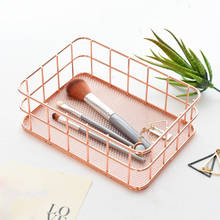 Rose Gold Bathroom Shelf Metal Wire Storage Basket Cosmetic Organizer Holder Home Office Desk Toiletry Collection Nordic Style 2024 - buy cheap