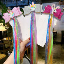 Pelucas de unicornio de colores degradados para niñas, horquillas con lazo, adorno para el cabello de princesa, diadema, pinzas para el cabello, accesorios para el cabello para niños 2024 - compra barato