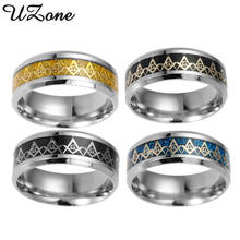 UZone 8MM Stainless Steel Freemason Ring Charms Fashion 4 Color Rings for Men Best Gift Jewelry 2024 - buy cheap