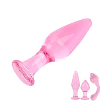 Tapón Anal de vidrio para mujer, productos para adultos, masaje de próstata, tapón Anal de cristal rosa, juguete sexual para masturbación femenina erótica 2024 - compra barato