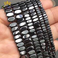 Cuentas de piedra de hematita negra Natural, espaciador suelto rectangular para fabricación de joyas, pulsera cuboide 15 ''4*2mm/6*3mm/8*4mm 2024 - compra barato