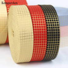 Kewgarden DIY Hairbow Tie Accessories 1" 2" 3/8" 10 25 50mm Gold edge Plaid Fabric Layering Cloth Ribbon Handmade Tape 5 Meters 2024 - buy cheap