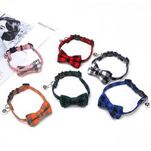 Colorful Grid Pet Cat Collars with Bells Bow-knot Cotton Necklace Bulldog Chihuahua Bow Tie Small Dog Puppy Kitten Accessories 2024 - buy cheap