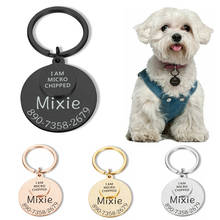 Personalized Collar Pet ID Tag I Am Microchipped Dog Name Number Tag Stainless Steel Pet Id Tag  Dog ID Tag Laser Engraving 2024 - buy cheap