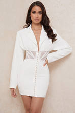 BEAUKEY, зима 2021, сексуальное Белое Сетчатое облегающее платье с длинным рукавом и V-образным вырезом, облегающее женское платье, кружевное Клубное вечернее платье 2024 - купить недорого