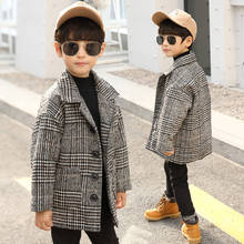 Jaqueta de lã xadrez casual para meninos, estilo britânico, casaco infantil lanudo, primavera e outono 2024 - compre barato