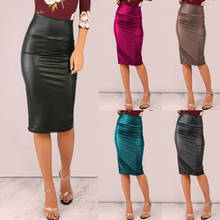 2021 Summer Women Sexy High Waist Skirt Bodycon Clubwear Skirt PU Leather Skirt Vintage Long Pencil Skirts 2024 - buy cheap