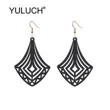 YULUCH Ethnic African Hollow Personality Geometric Wood Dangle Earrings For Women Fashion Jewelry Trendy Lady Long Drop Earrings 2024 - buy cheap
