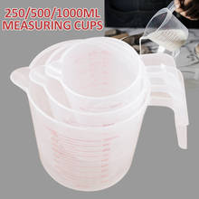 Tazas medidoras de plástico transparente, vaso medidor para hornear harina, azúcar y agua, 250ml/500ml/1000ml, 3 unidades 2024 - compra barato