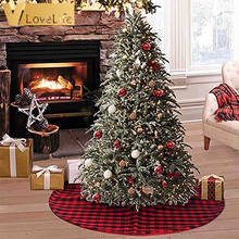 Falda de árbol de Navidad a cuadros de búfalo rojo y negro de 36 ", falda de árbol de Navidad, decoraciones navideñas para árbol 2024 - compra barato