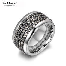 Женское кольцо из нержавеющей стали ZR18036, черное/прозрачное свадебное кольцо с фианитами в стиле хип-хоп/Рок ZR18036 2024 - купить недорого