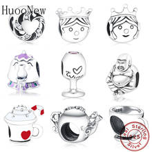 HuooNew Fit Original Brand Charms Bracelet 925 Sterling Silver Letter Wine Coffee Cup Zirconia Bead For Women Berloque Gift 2024 - buy cheap